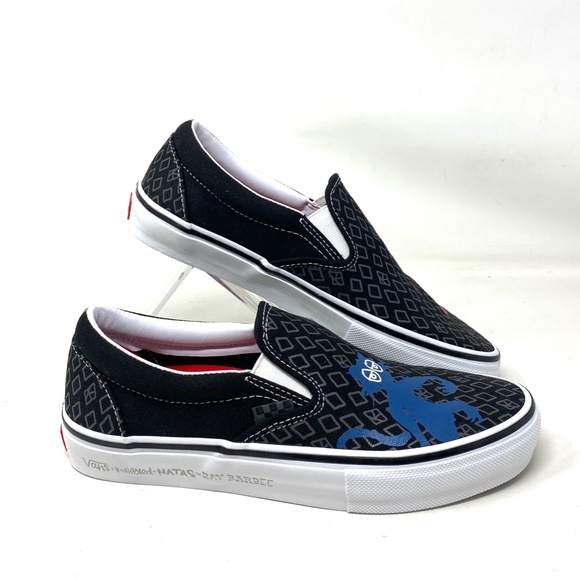 VANS x Krooked Slip On Sneaker Skateboard Black Canvas For Women Low VN0A5FCAAPM - Picture 2 of 10